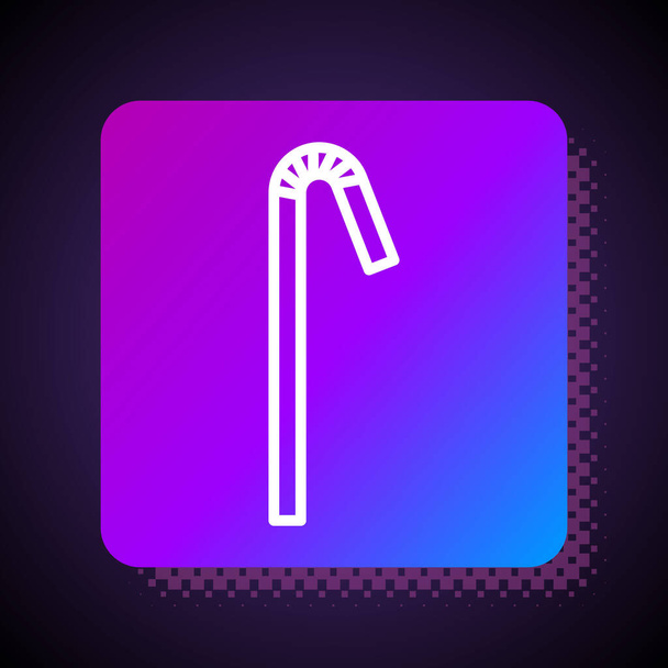 White line Drinking plastic straw icon isolated on black background. Square color button. Vector Illustration - Vector, Image