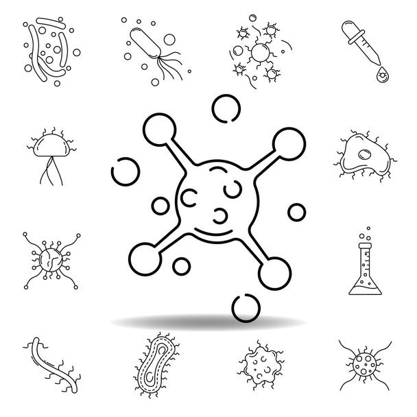 Virüs çizgisi simgesi. Bakteri virüsü ikonlarının elementi. İşaretler simgeleri beyaz arkaplanda web logo mobil uygulaması UI UX için kullanılabilir - Vektör, Görsel