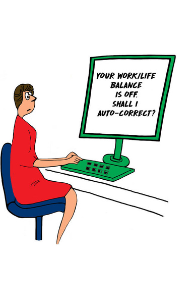 Computer has offered to auto correct a woman worker's work life balance - Photo, Image