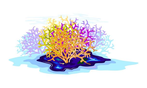 Orange, jaune, violet, vert incroyables récifs coralliens sont sous-marins. Écosystème sous-marin
. - Vecteur, image