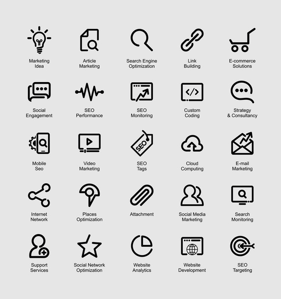 Outlines SEO Icon Set - Vector, Image