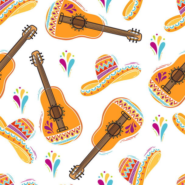 motif sans couture avec des éléments mexicains gribouillis dessinés à la main
 - Vecteur, image