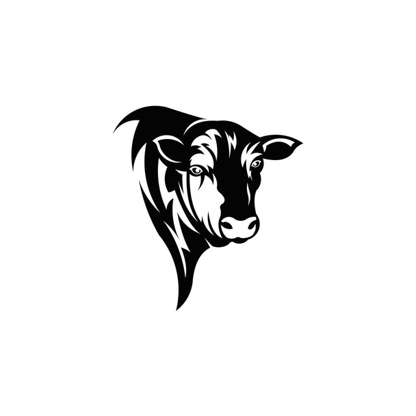 Cow stylized symbol and cow head portrait Silhouette of farm animal - Vector, Image