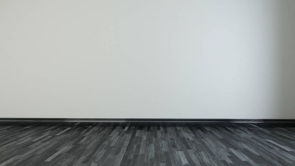 Hellbraune Wand leerer Raum mit schwarzem Holzboden 3D-Rendering - Foto, Bild