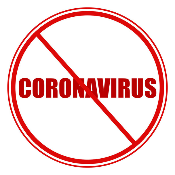 Sign prohibiting stay with signs of coronavirus, inscription on a white background in the form of a road sign, a sign to reduce the spread of viruses and diseases through quarantine. - Photo, Image