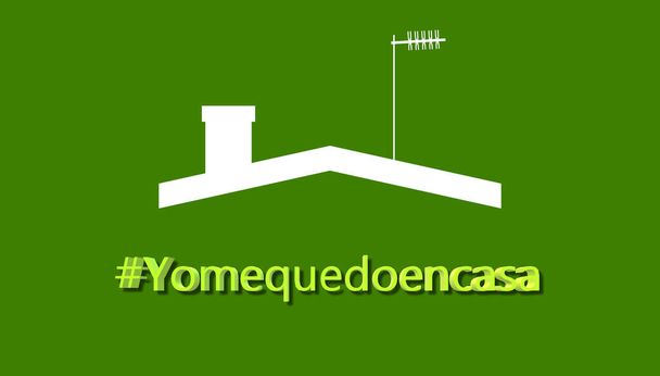 Μένω στο σπίτι, # Yomequedoencasa, στην Ισπανία και τη Λατινική Αμερική. 3D Illustration, ένα κίνημα κυβερνο-ακτιβιστών που προωθεί την κοινωνική ακινητοποίηση με στόχο να σταματήσει η εξάπλωση του coronavirus. - Φωτογραφία, εικόνα