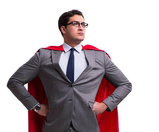 Super héroe empresario aislado en blanco - Foto, imagen