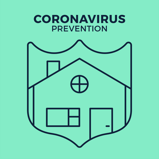 Banner ficar em casa ícone escudo vs ou contra coronavírus conceito proteção covid-19 ilustração do vetor de sinal. COVID-19 fundo projeto de prevenção
. - Vetor, Imagem