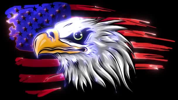 americký orel bělohlavý proti vlajkové video - Záběry, video