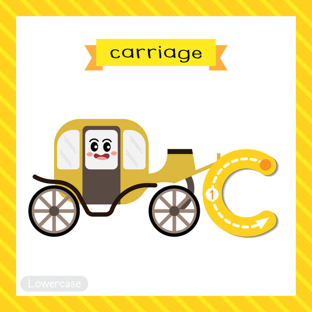 Kirjain C pieni söpöjä lapsia värikkäitä kuljetuksia ABC aakkoset jäljitys flashcard of Carriage lapsille oppimisen Englanti sanasto ja käsiala Vektori Kuvitus
. - Vektori, kuva