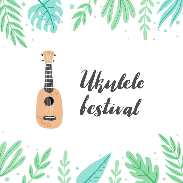 Ukulele, музичний фестиваль плакат шаблону. Приклад вектора. - Вектор, зображення