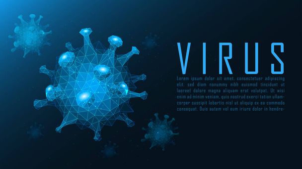 Triangular a forma da estrutura da célula de vírus no fundo azul com texto de amostra. Ilustração vetorial
  - Vetor, Imagem