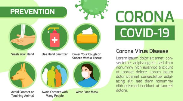 Prevention of Corona Virus Disease, COVID-19, NOvel Corona, Wuhan Corona Virus 2019 - Vector, Image