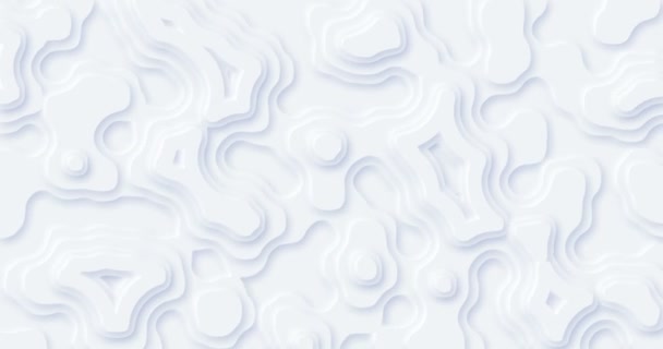4k blank seamless looped white animated liquid background. Random flowing abstract drops, spots, shapes, splash. Topography modern digital relief. Wavy fluid layer animation. Universal minimal art BG - Footage, Video