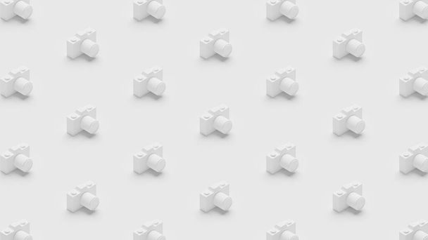 Isométrico 3D renderizado Cámara digital patrón escala de grises monocromo, Principiante fotografía concepto cartel y bandera social diseño horizontal ilustración aislada sobre fondo gris
 - Foto, imagen