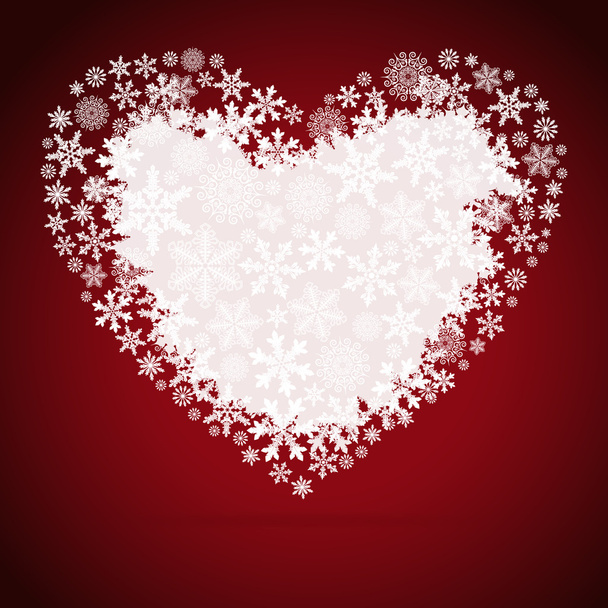Christmas heart, snowflake design background. - Διάνυσμα, εικόνα