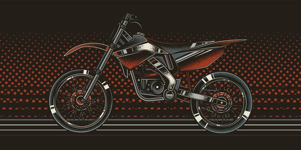 Illustration vectorielle originale dans un style vintage. Moto pour motocross sur un fond lumineux dans le style des années 80-90
 - Vecteur, image