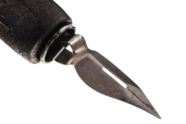 grey steel nib of drawing pen close up - Foto, immagini