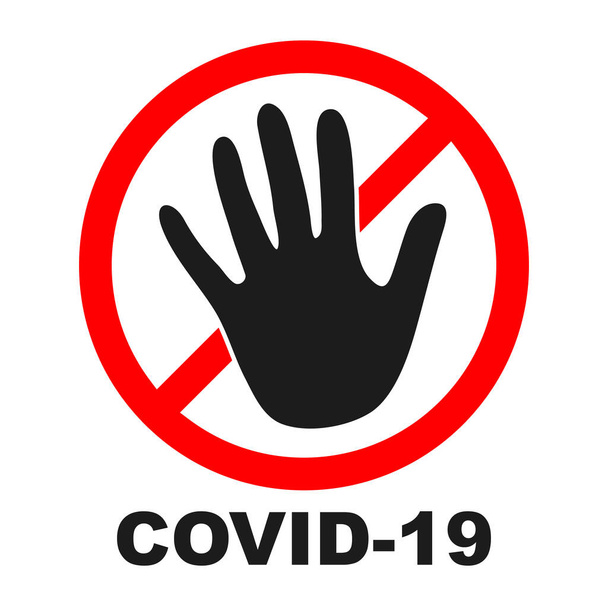 Arrêtez le signe rouge du coronavirus. Aucun signe covide-19 isolé. Icône vectorielle. Contrôle du coronavirus. Lutte contre le coronavirus
. - Vecteur, image
