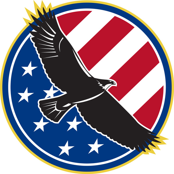 American Eagle Flying EUA Bandeira Retro
 - Vetor, Imagem