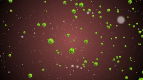 Lékařská animace pozadí buněk, bakterie viry ve světě. Virus lidského rizika. Koronavirus. Mikroskopický pohled. Modely makro buněk plovoucí. - Záběry, video