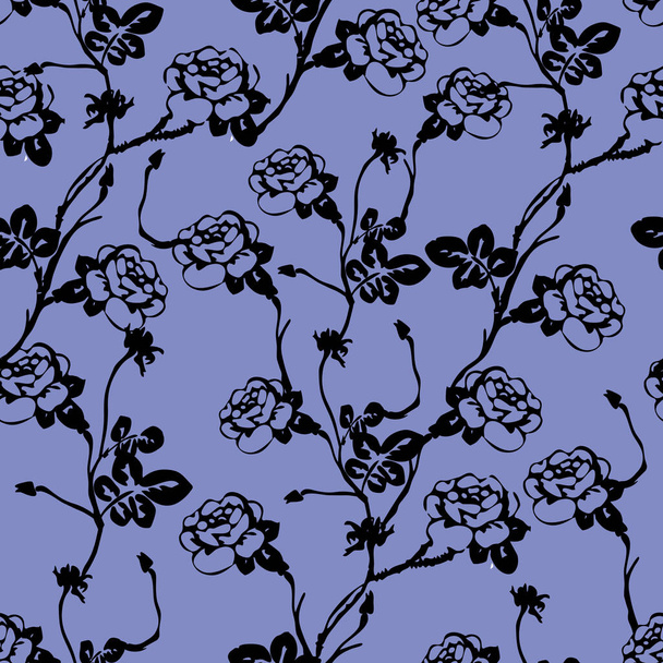 Black and white roses seamless pattern. Vector vintage pattern with flowers. Black and white. - Vector, Image