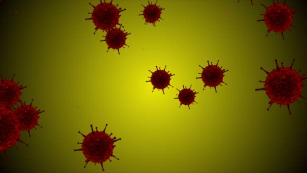 Lékařská animace pozadí buněk, bakterie viry ve světě. Virus lidského rizika. Koronavirus. Mikroskopický pohled. Modely makro buněk plovoucí. - Záběry, video