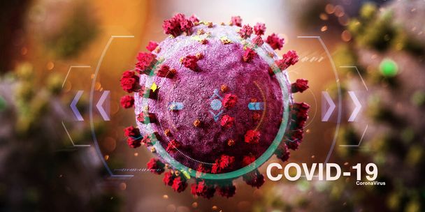 View of a coronavirus Covid-19 background - 3d rendering - Photo, Image
