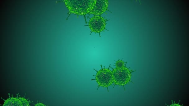 Orvosi animációs háttér sejtek, baktériumok vírusok a világon. Emberi kockázatú vírus. Koronavírus. Mikroszkopikus nézet. Lebegő makrocellás modellek. - Felvétel, videó
