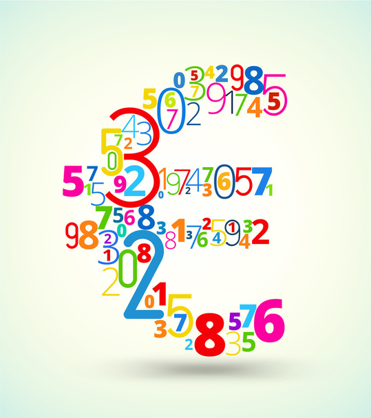 Euro sign colored vector font from numbers - Vettoriali, immagini