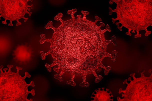 Skupina koronavirových buněk nebo Covid-19 ilustrační pozadí - Fotografie, Obrázek