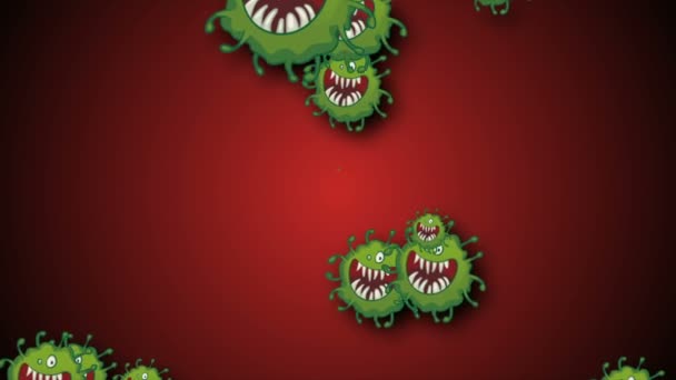 Looped Coronavirus Covid-19 fertőzött vírus 2019-ncov tüdőgyulladás a vérben. Orvosi vírus reális modell. hurkolás Coronavirus animáció. Mikroorganizmusok, kórokozó baktériumok. Részecskék. - Felvétel, videó