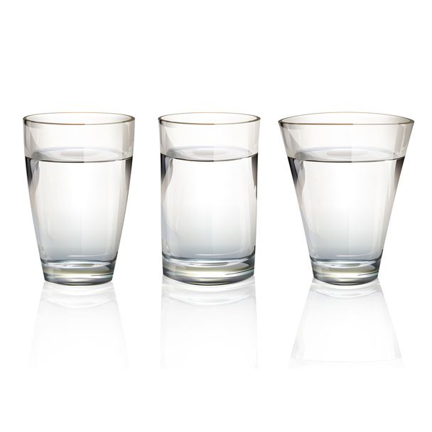 Set de vasos de agua realistas con diferentes formas. Diseño vectorial
 - Vector, Imagen