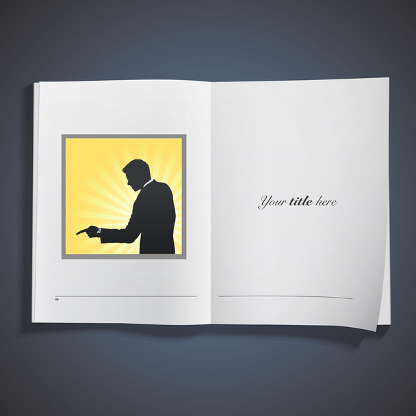 Silhouette d'homme d'affaires imprimée sur livre. Conception vectorielle
. - Vecteur, image