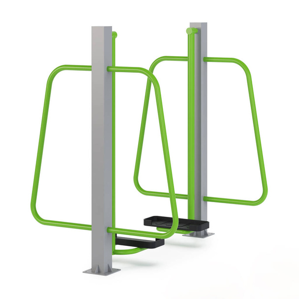 Street exercise equipment for gaining muscle mass and recovering from injuries on a white background. Clipping path included. 3D rendering. - Zdjęcie, obraz