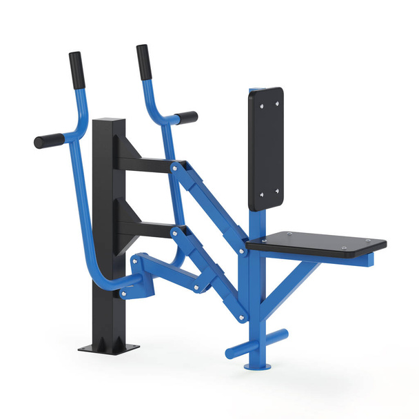 Street exercise equipment for gaining muscle mass and recovering from injuries on a white background. Clipping path included. 3D rendering. - Fotoğraf, Görsel