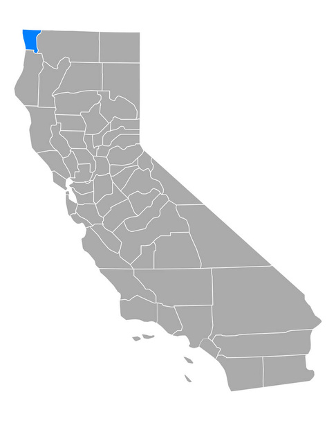 カリフォルニア州のデル・ノルテ州地図 - ベクター画像