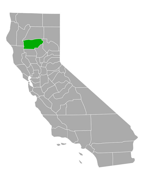 Map of Tehama in California - Vector, Image