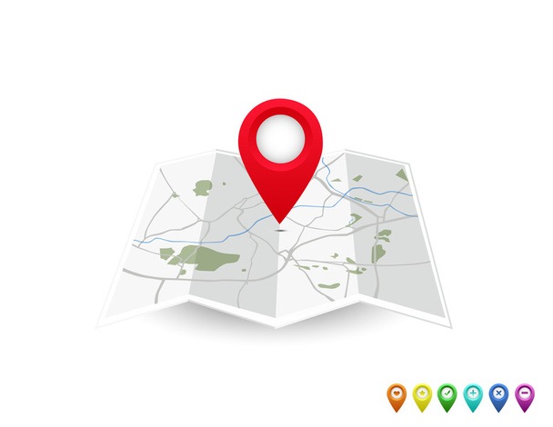 Vector map icon with red pointer - Vector, Image