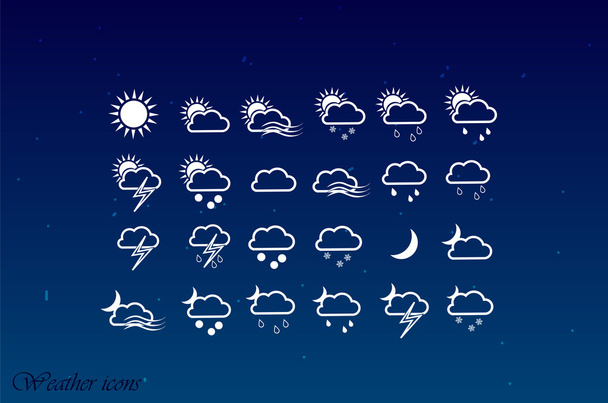 Vector Weather icons on sky background - Vector, Image