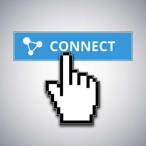 Mouse cursor clicks the connect button - Vector, Image