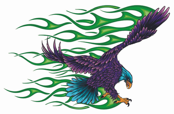 Flaming Eagle - vehicle graphic. Ready for vinyl cutting. . - Vector, Image