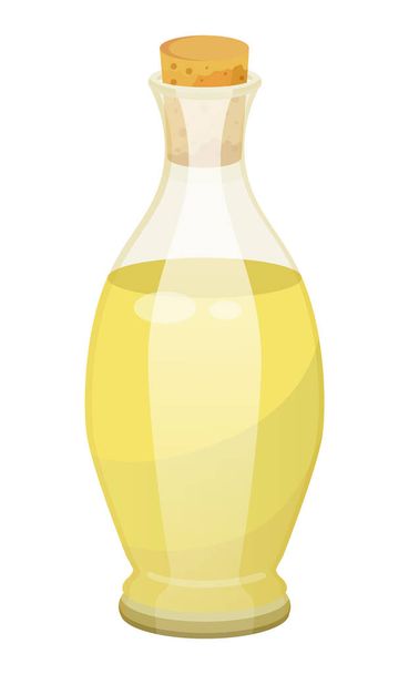 Vegetable Oil for Hair Care, Liquid in Vessel - Vetor, Imagem