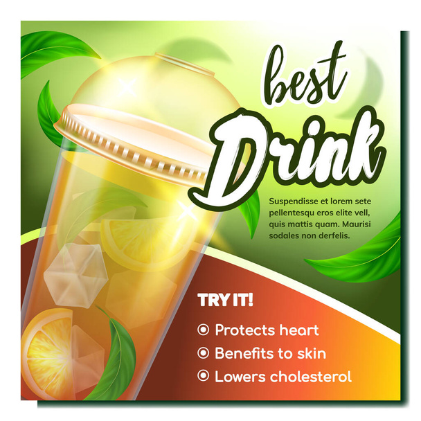 Tea Best Drink Promo Reklám Banner Vector - Vektor, kép