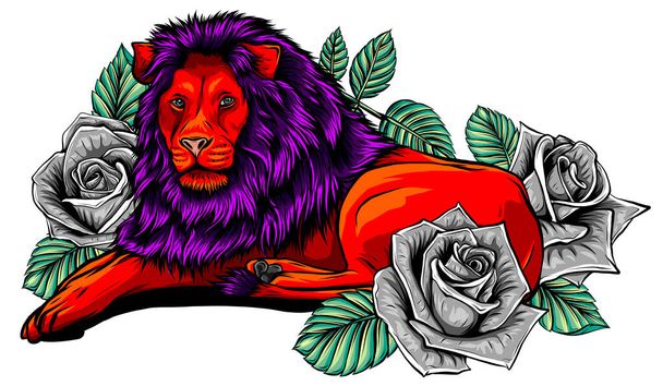 vecteur Illustration du lion sautant en colère. art
 - Vecteur, image