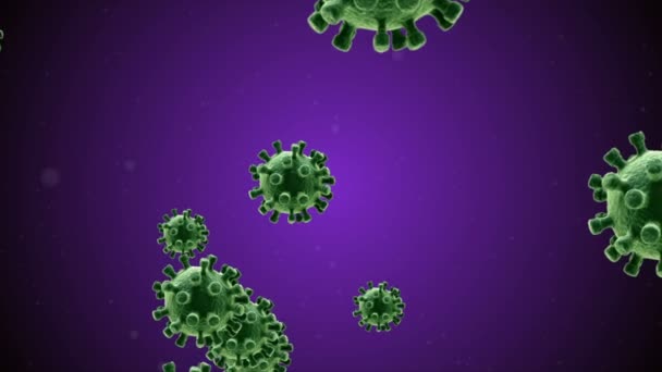 Coronavirus Covid-19 tartunnan saanut virus 2019-ncov keuhkokuume veressä. Lääketieteellisen viruksen realistinen malli. Koronaviruksen animaatio. Mikro-organismeja, taudinaiheuttajia, bakteereja. Hiukkaset
. - Materiaali, video