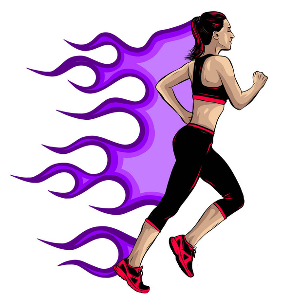 Γυναίκα τρέχει στην πόλη πάρκο διανυσματική απεικόνιση - Διάνυσμα, εικόνα