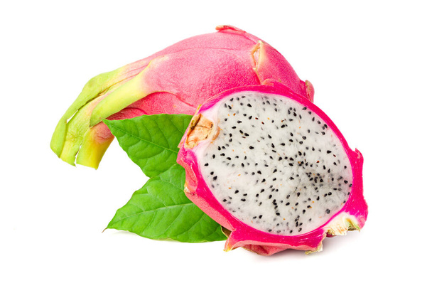 Sliced Ripe Dragon fruit isolated on white background. Pitaya or Pitahaya. - Фото, зображення