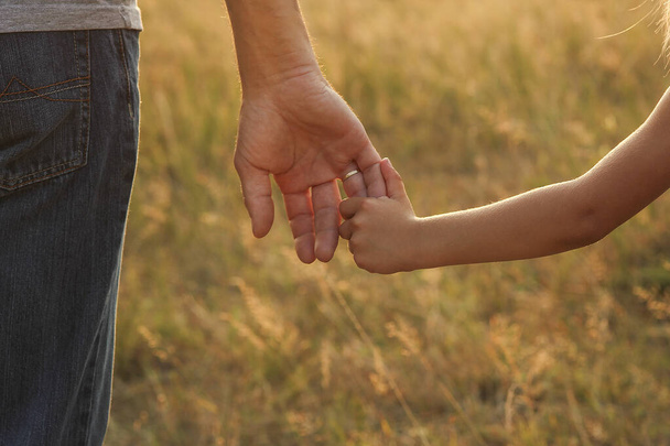 the parent holds the hand of a small child - Foto, Bild