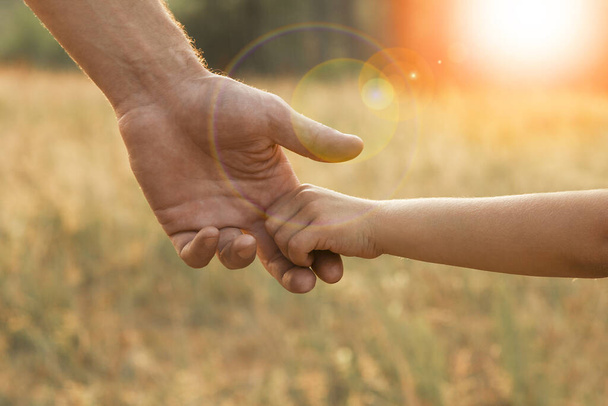 ο γονέας κρατά το χέρι ενός μικρού chil - Φωτογραφία, εικόνα
